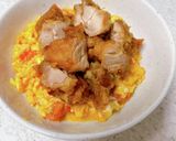 余った唐揚げ活用♪トマトの卵炒めにのせて作り方7写真