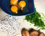 しらす、しいたけ、ねぎ入り卵焼き作り方1写真