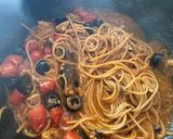 お豆のパスタでさば缶トマトスパゲッティ　作り方4写真