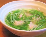 鶏ひき肉と水菜のあっさり白だしスープ作り方4写真