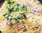 本日のペペロンチーノ②ベーコン豆苗セロリ作り方5写真
