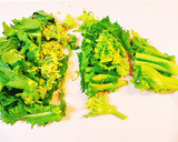 簡単旨辛♡菜の花と鶏肉と卵の中華炒め作り方1写真