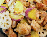 鶏肉れんこんとさつま芋の甘酢炒め作り方4写真