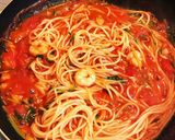 海老と豆苗のトマトパスタ作り方4写真