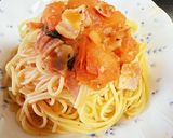 まるごとトマトのぶち込みニンニクパスタ作り方7写真