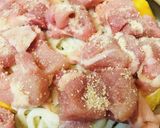 鶏肉とカボチャのすきやき風煮込みうどん鍋作り方2写真