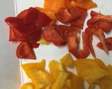 ひき肉と赤ピーマンのケチャップ炒め作り方1写真