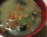 なめこ、ほうれん草、油揚げの味噌汁作り方17写真