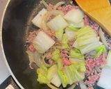 白菜とひき肉のクリームグラタン。作り方4写真