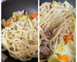 麺つゆで甘めな☆もちもち焼きうどん弁当作り方5写真