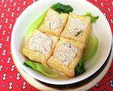 蒸籠☆絹あげの出汁がら肉詰め作り方5写真