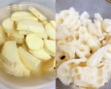 蓮根とさつま芋と鶏胸肉の甘酢炒め作り方1写真