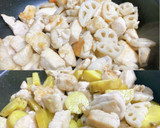 蓮根とさつま芋と鶏胸肉の甘酢炒め作り方6写真