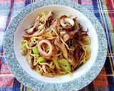 イカと舞茸の塩バター焼きそば♪作り方2写真