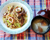 イカと舞茸の塩バター焼きそば♪作り方4写真