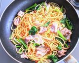 豚バラ肉と小松菜の和風ペペロンチーノ作り方10写真