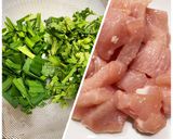 ニラ玉春菊と鶏の塩麹炒め〜中華風〜作り方1写真