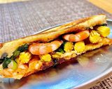 小松菜とえびとヤングコーンのホットサンド作り方6写真