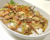 きんぴらごぼう と 鶏挽肉の卵とじ(丼)作り方5写真