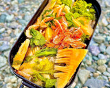 お外で♡筍と菜花と桜海老の炊き込みご飯作り方3写真