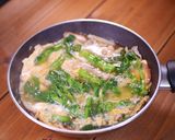 菜の花と豚肉の卵とじ作り方5写真