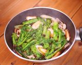 菜の花と豚肉の卵とじ作り方4写真