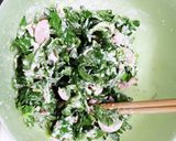 天ぷら粉でセロリの葉のかき揚げ作り方4写真