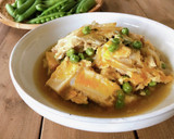 簡単♪えんどう豆と厚揚げの玉子とじ作り方4写真