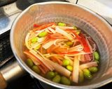 簡単　豆腐のカニかま枝豆あんかけ作り方3写真