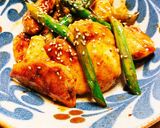 塩麹で柔らか鶏むね肉とアスパラ炒め☆作り方4写真