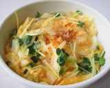 ポン酢で新玉ねぎとカイワレのたまご丼作り方8写真