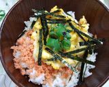ノンフライパン★チーたまシャケ丼作り方3写真