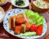 鮭と白ネギの柚子胡椒照り焼き♩作り方5写真