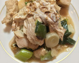 鶏肉とねぎを炒めて、おかかマヨソース作り方5写真