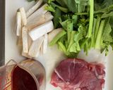 小松菜と豚肉のピリ辛ニンニク醤油作り方1写真