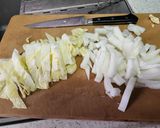 白菜とベビーほたてのクリームスパゲティ作り方1写真
