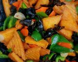 揚げ豆腐のピリ辛ピーマン、きくらげ炒め作り方9写真