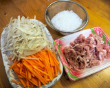 ごぼうと豚肉の炒り煮♪作り方1写真