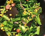青菜のウインナーとコーン炒め作り方4写真