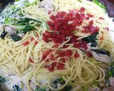 鶏肉とカリカリ梅の海苔クリームパスタ作り方5写真