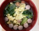 青梗菜とウインナーの卵スープ作り方6写真