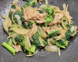 菜の花と豚肉のカレーマヨ炒め作り方13写真