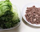 レタスとひき肉巻き巻き～♪簡単に出来る♡作り方1写真
