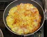 米粉で長ネギと梅干のお好み焼き作り方7写真