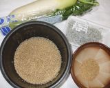 玄米大根炊き込みご飯♪慢性頭痛に漢方薬膳作り方1写真
