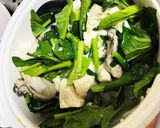 牡蠣とほうれん草と豆腐の炒め物作り方4写真