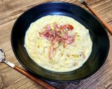 4分で完成！ガルボナーラうどん作り方3写真