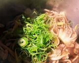 キノコと沢庵の肉蕎麦、ラー油仕立て作り方4写真