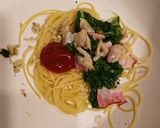 アサリと菜の花のパスタ…トマト味作り方2写真