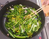 菜の花とベーコンのペペロンチーノ風作り方4写真